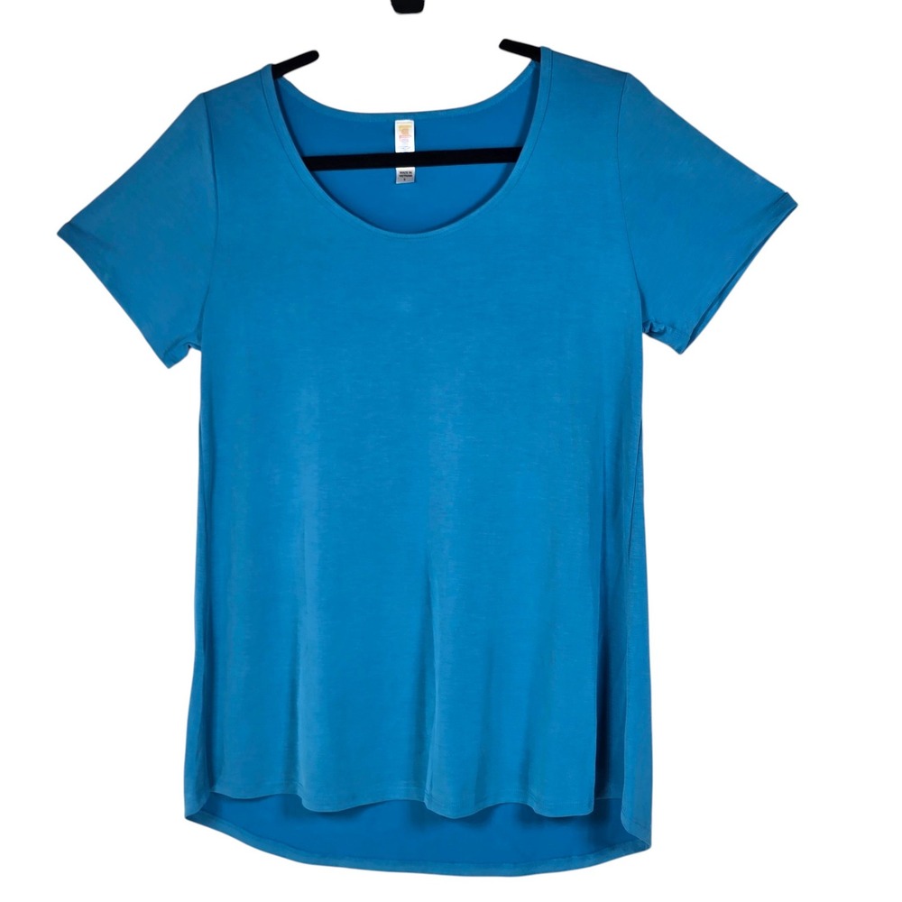 LuLaRoe Classic T Women Small Blue Short Sleeve Scoop Neck Modal Blend Tee Shirt